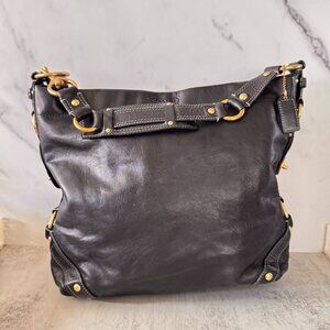 Vintage Coach Black Leather Shoulder Bag